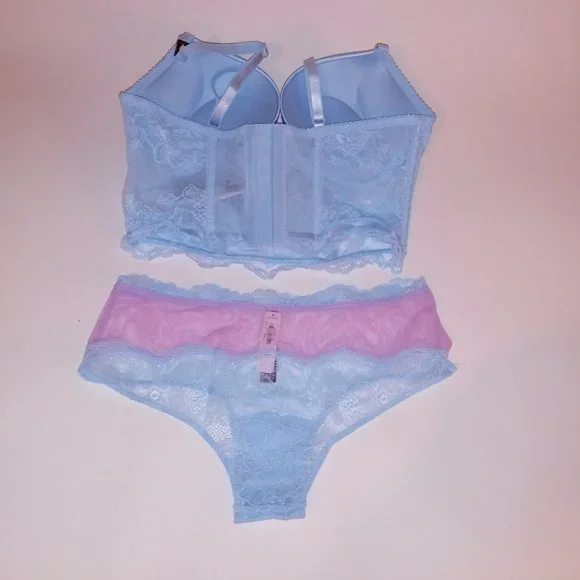 Victoria Secret Bra Set 36C Bombshell Push Up Medium Cheeky Panty Light …